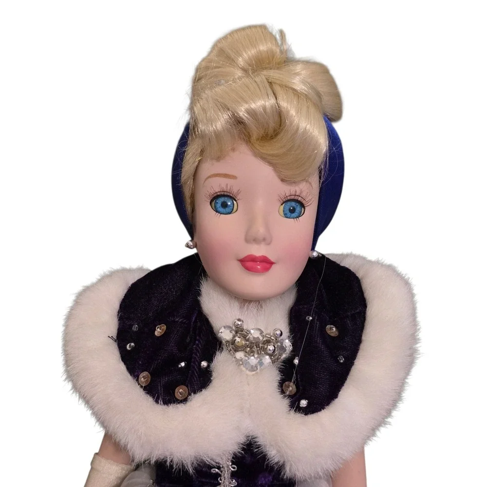 Cinderella Holiday Princess Porcelain Keepsake Doll Blue Velvet Winter Gown
